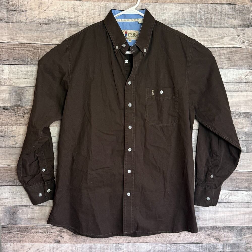 Starr Western Wear Mens Shirt Medium Brown Button Up Cowboy Rodeo